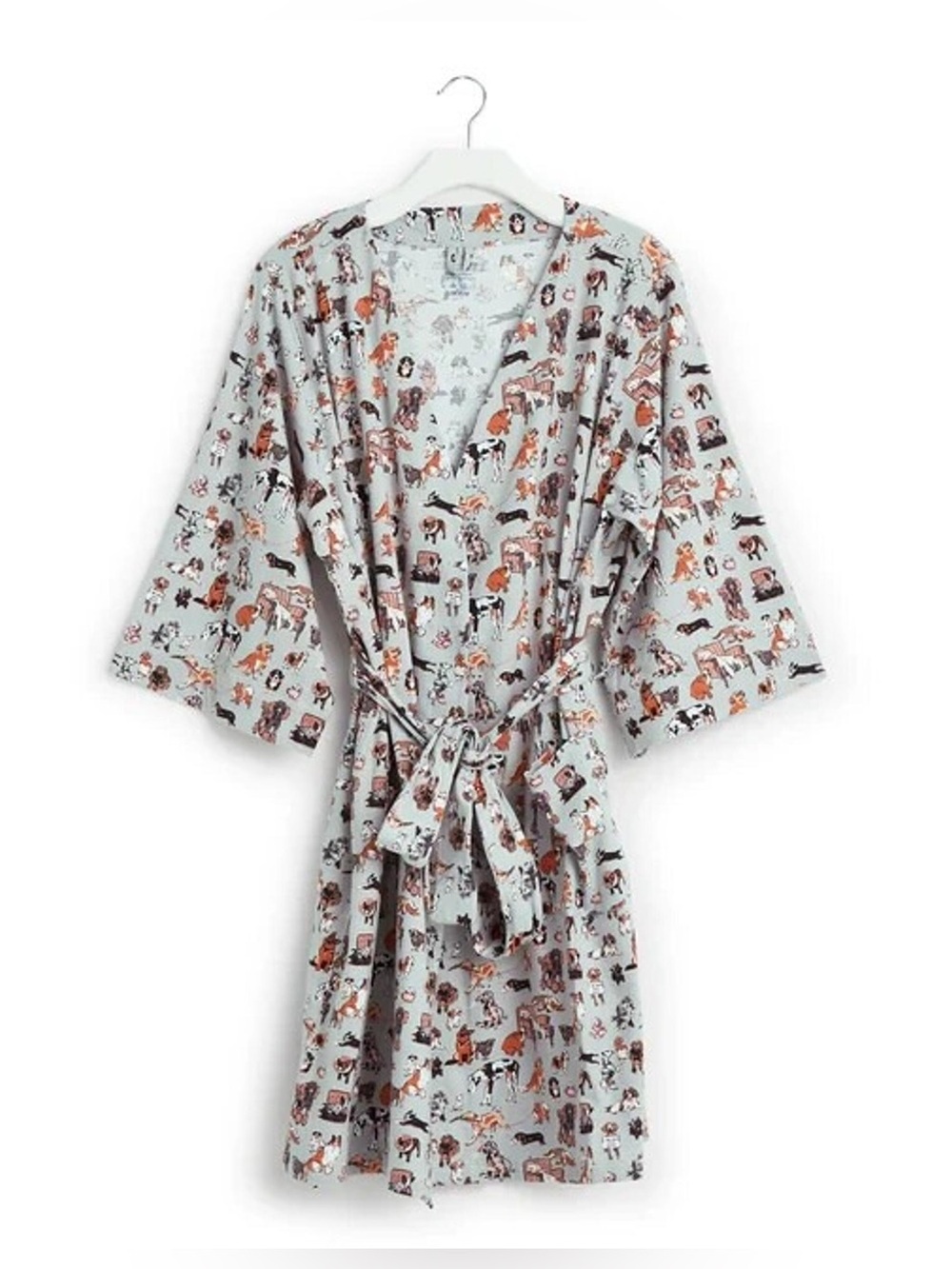 NWOT Vera Bradley Dog Show Print Cotton Knit Kimono Robe Tie Waist XL / 2XL / M